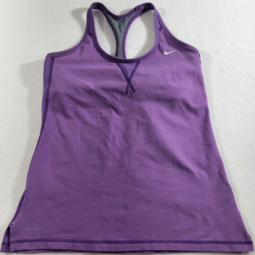 Nike Women Dri Fit Tank Top Pull Over Running Jogging Logo Purple Size Medium